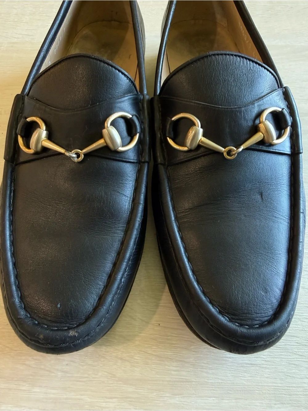 Gucci Men’s Black Leather Horsebit Loafers Size 42.5 D Made in Italy